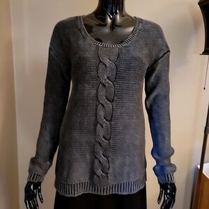 Grey Cotton Cable Knit Sweater